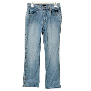 Harley Davidson Jeans Women's 8 Side Snaps Bootcut Faded Vintage 1990s 2000s